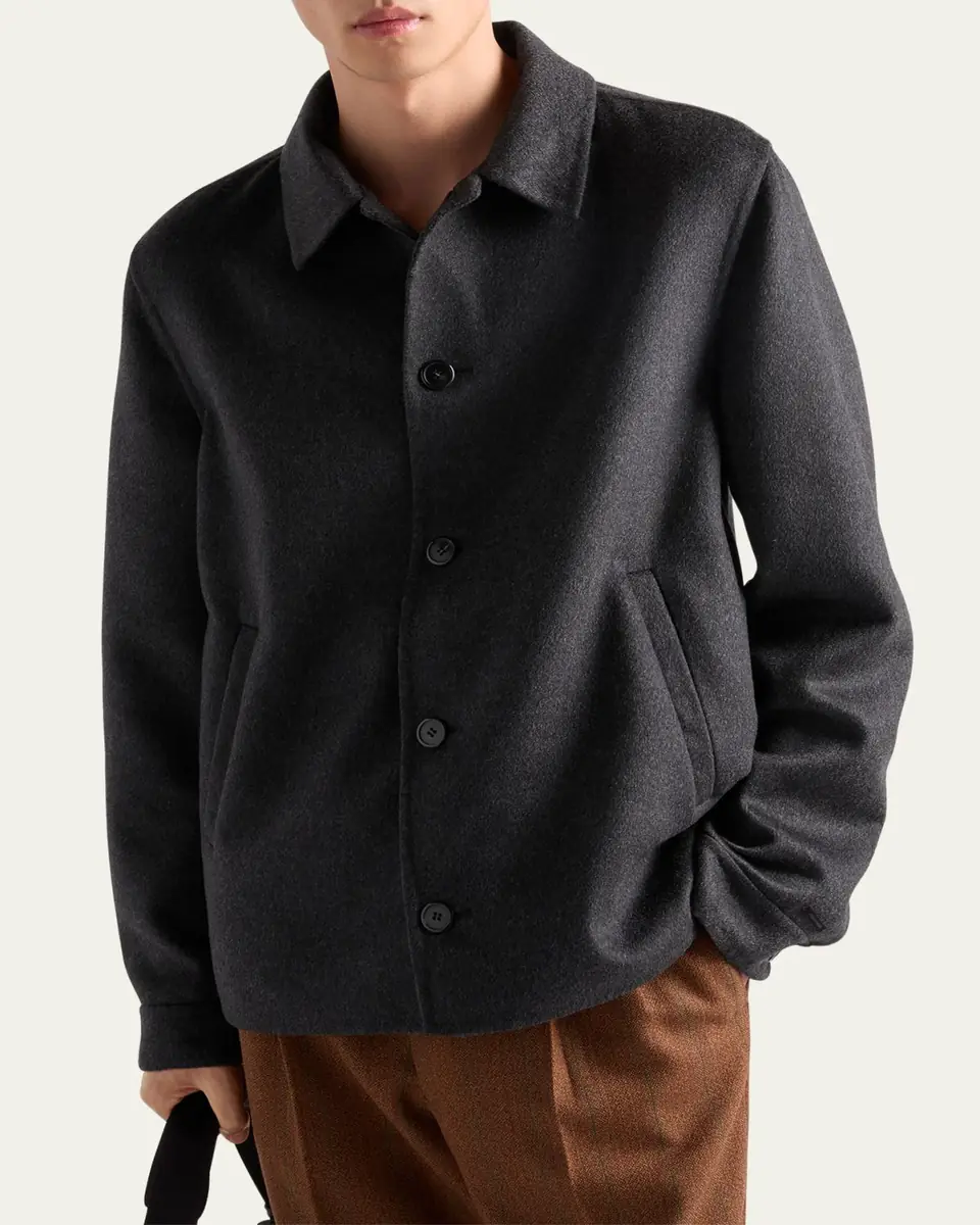 Prada Men's Cashmere Shirt Jacket | Thumbnail 2 Prada Men's Cashmere Shirt Jacket | Thumbnail 2