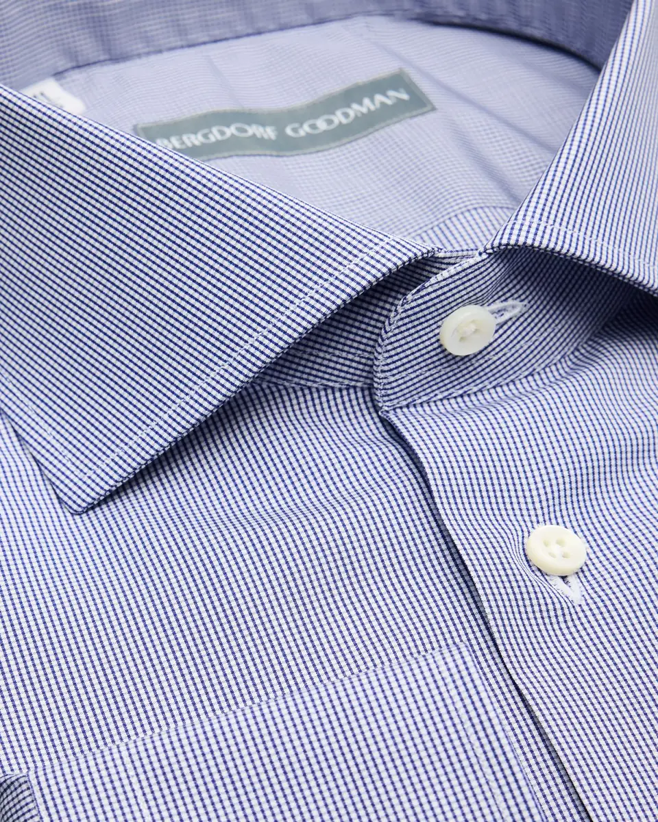 Bergdorf Goodman Men's Cotton Micro-Check Spread Collar Dress Shirt | Thumbnail 2 Bergdorf Goodman Men's Cotton Micro-Check Spread Collar Dress Shirt | Thumbnail 2