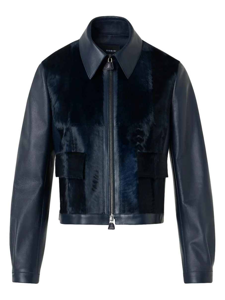 Sady Lamb Shearling Paneled Short Leather Jacket