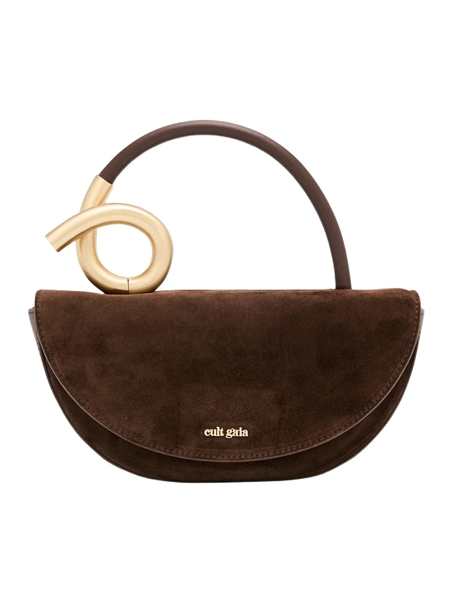 Azariah Half-Moon Suede Top-Handle Bag