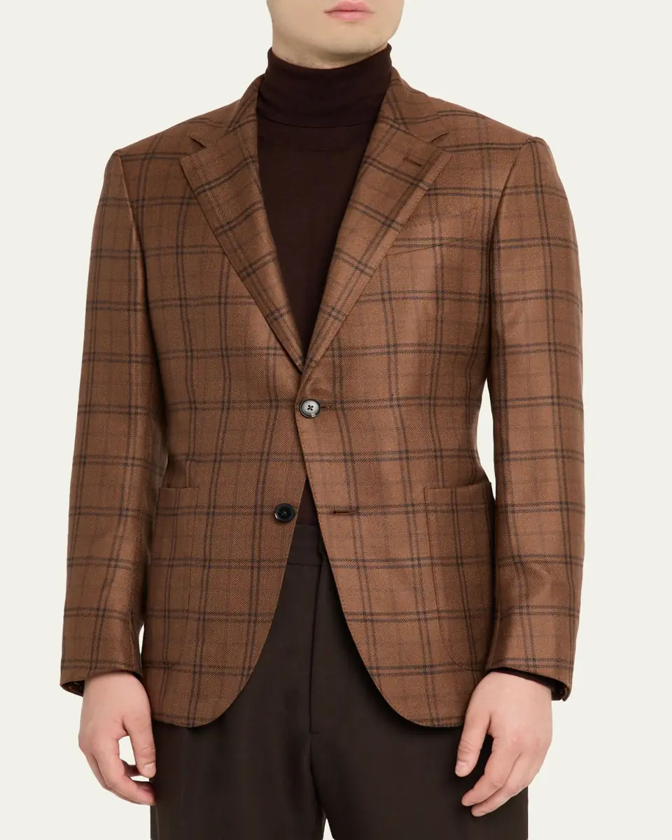 ZEGNA Men's Wool Plaid Slim Fit Two-Button Sport Coat | Thumbnail 4 ZEGNA Men's Wool Plaid Slim Fit Two-Button Sport Coat | Thumbnail 4
