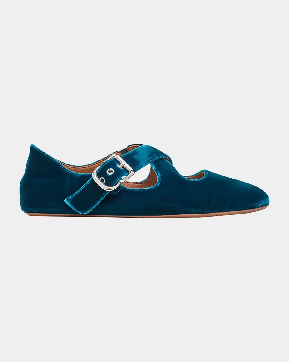 Alaïa Crisscross Velvet Ballerina Flats | Thumbnail 6 Alaïa Crisscross Velvet Ballerina Flats | Thumbnail 6