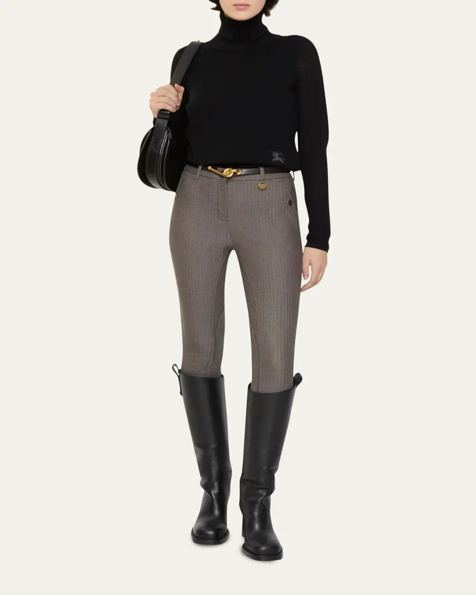 Burberry Anne Herringbone Skinny-Leg Jodhpur Pants | Thumbnail 2