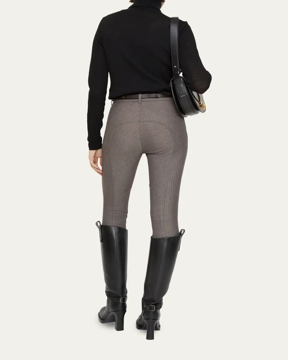 Burberry Anne Herringbone Skinny-Leg Jodhpur Pants | Thumbnail 3