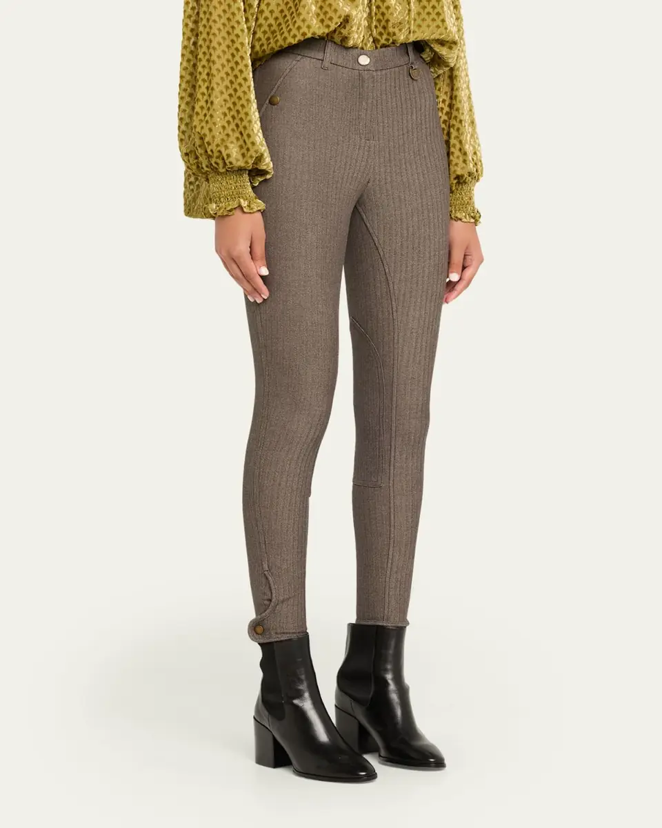 Burberry Anne Herringbone Skinny-Leg Jodhpur Pants | Thumbnail 4