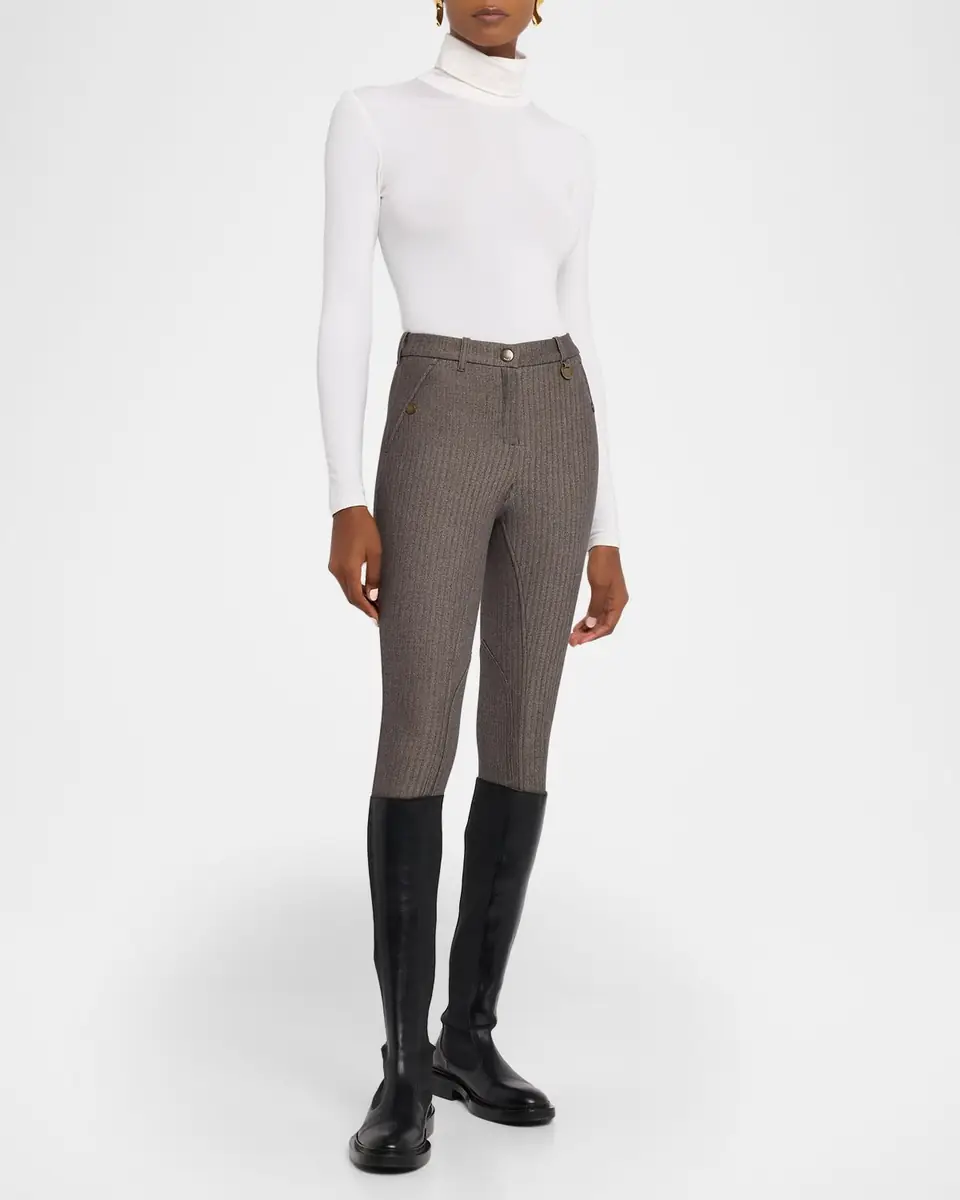 Burberry Anne Herringbone Skinny-Leg Jodhpur Pants | Thumbnail 6
