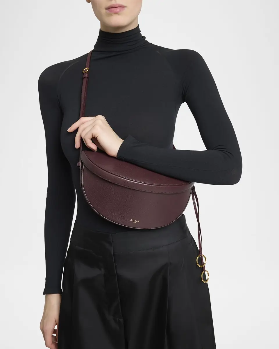ALAÏA East-West Curved Goatskin Leather Shoulder Bag | Thumbnail 10