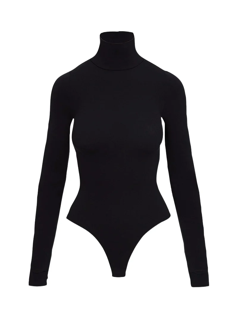 Matte Long-Sleeve Turtleneck Bodysuit