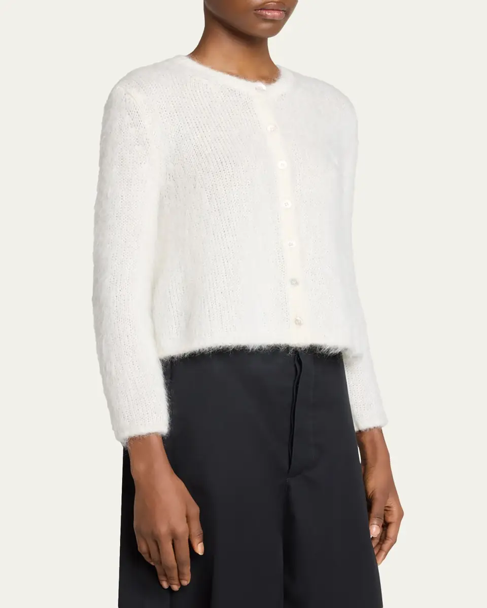 Loewe Mohair Double Button Crewneck Cardigan | Thumbnail 4 Loewe Mohair Double Button Crewneck Cardigan | Thumbnail 4