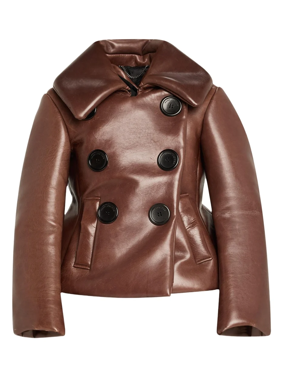 Shrunken Leather Double-Breasted Jacket
