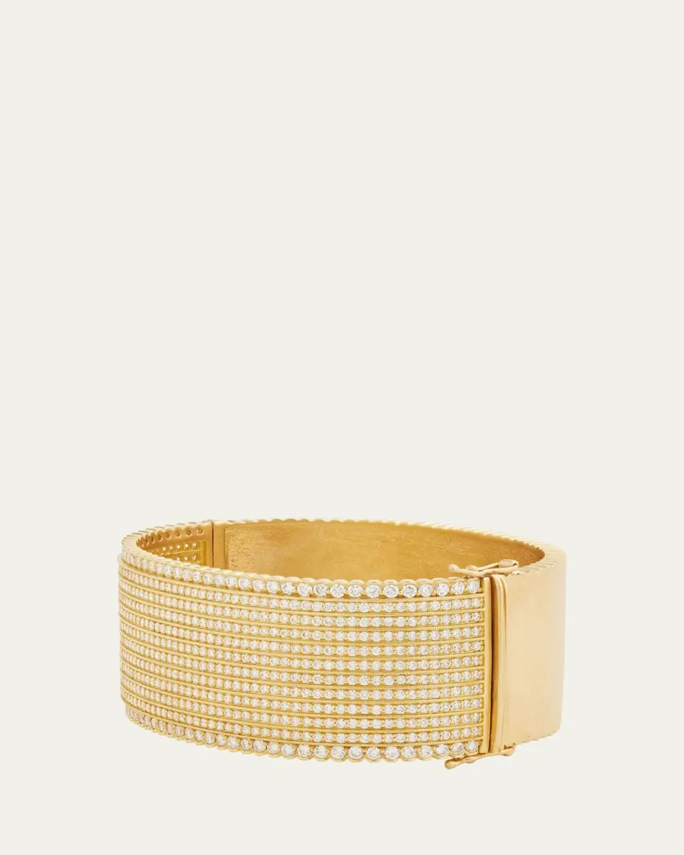 Jamie Wolf 18K Yellow Gold Twelve Row Diamond Hinged Bangle | Thumbnail 2 Jamie Wolf 18K Yellow Gold Twelve Row Diamond Hinged Bangle | Thumbnail 2