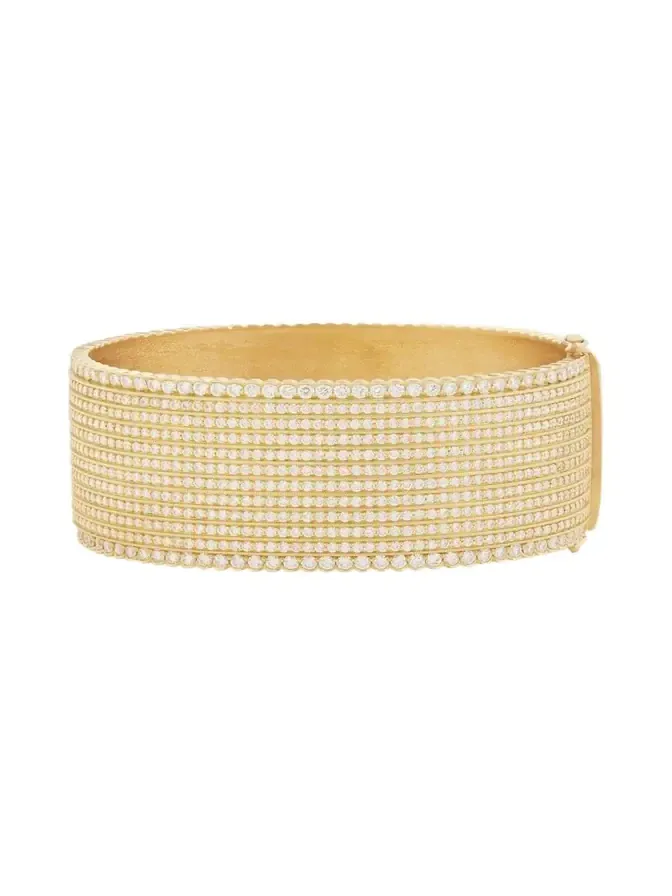 18K Yellow Gold Twelve Row Diamond Hinged Bangle 18K Yellow Gold Twelve Row Diamond Hinged Bangle