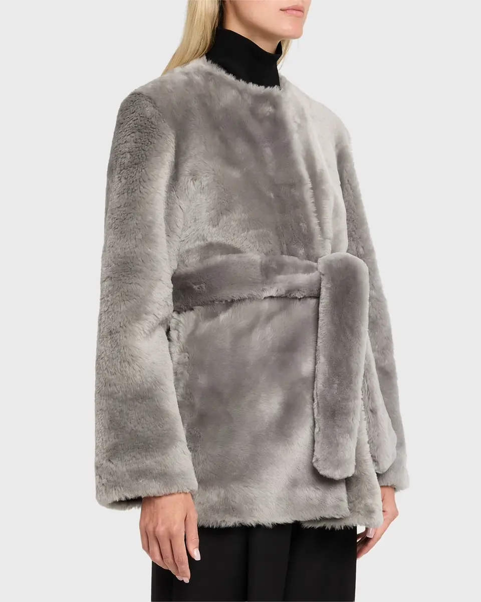Toteme Plush Shearling Belted Coat | Thumbnail 8 Toteme Plush Shearling Belted Coat | Thumbnail 8