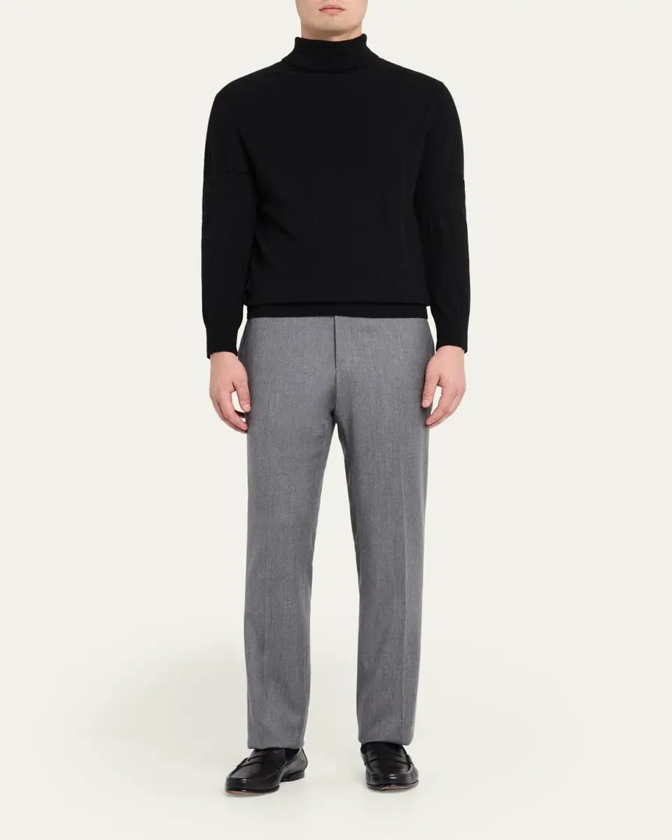 Kiton Men's Wool and Cashmere Flat-Front Pants | Thumbnail 2 Kiton Men's Wool and Cashmere Flat-Front Pants | Thumbnail 2