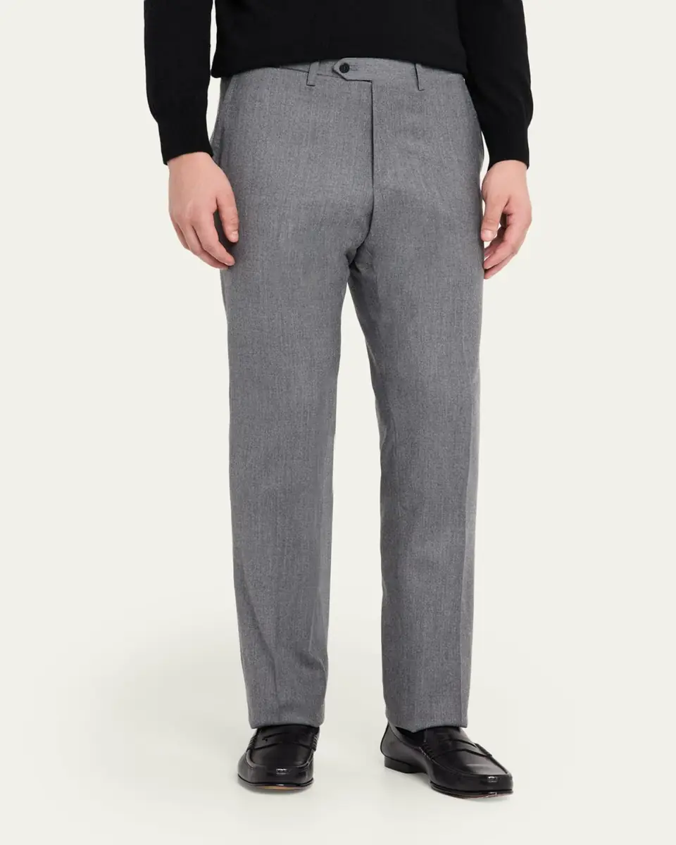 Kiton Men's Wool and Cashmere Flat-Front Pants | Thumbnail 4 Kiton Men's Wool and Cashmere Flat-Front Pants | Thumbnail 4