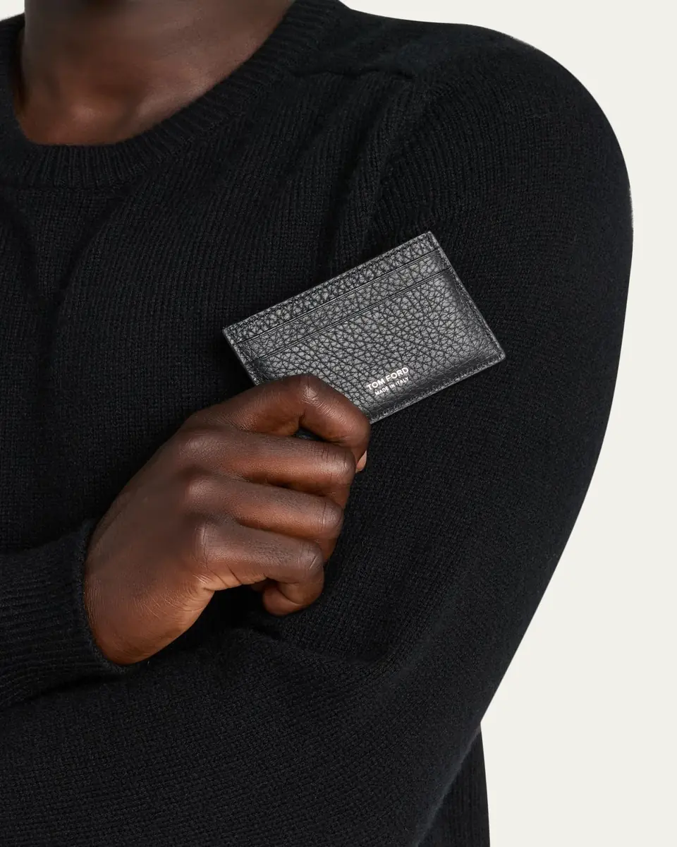 TOM FORD Men's Leather Elongated T Line Card Holder | Thumbnail 2 TOM FORD Men's Leather Elongated T Line Card Holder | Thumbnail 2