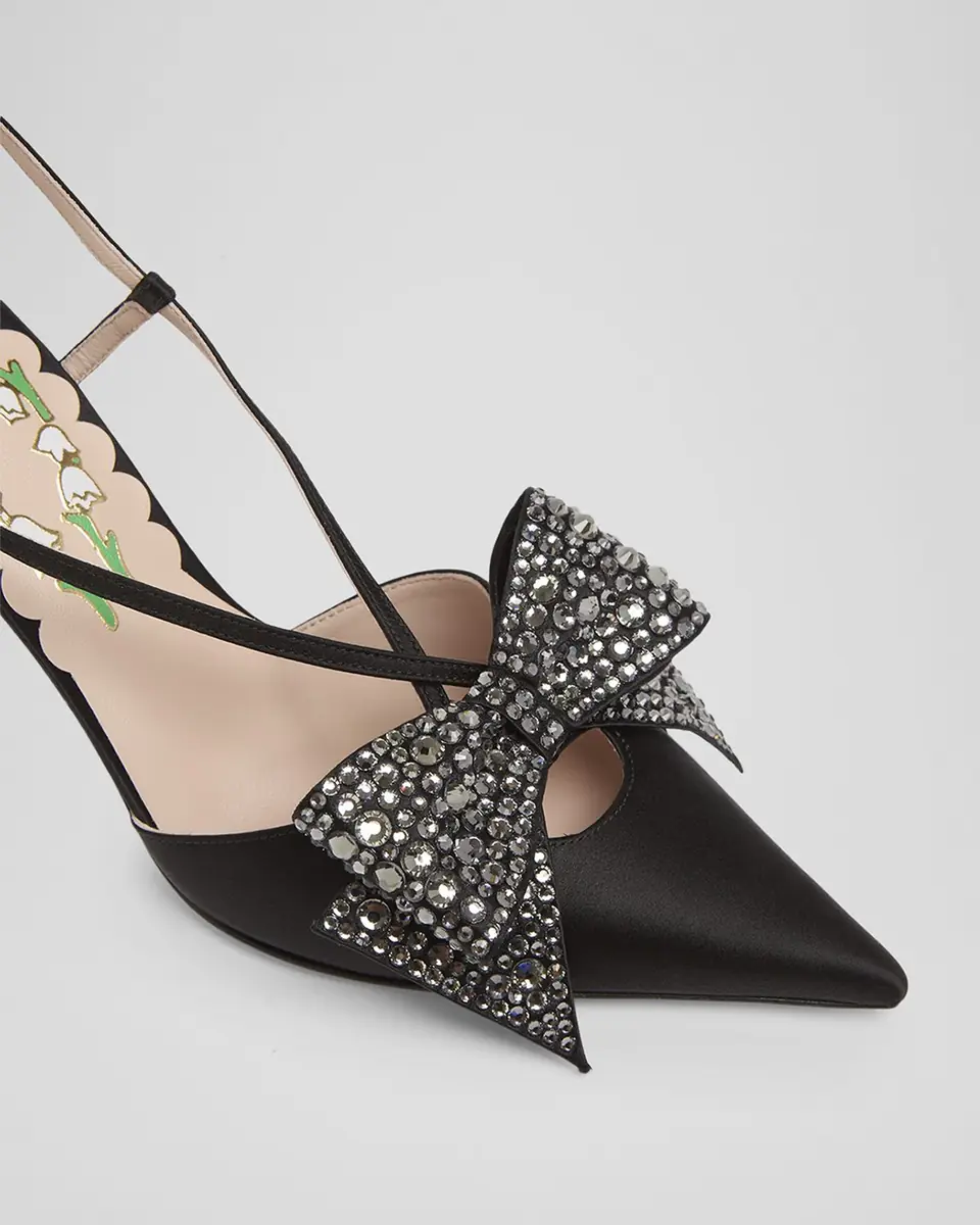 Valentino Garavani 85mm Bowow Embellished Satin Slingback Pumps | Thumbnail 11 Valentino Garavani 85mm Bowow Embellished Satin Slingback Pumps | Thumbnail 11