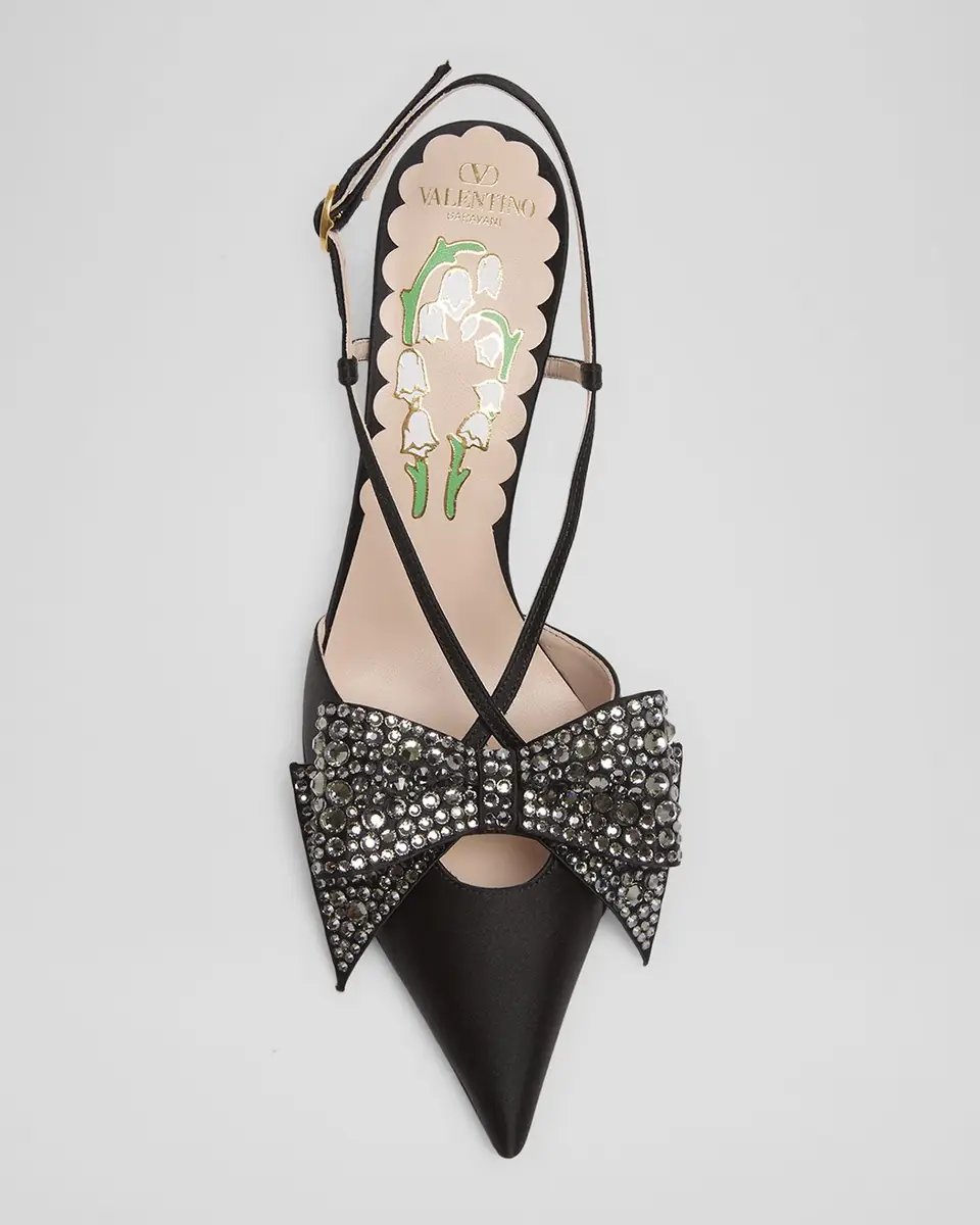 Valentino Garavani 85mm Bowow Embellished Satin Slingback Pumps | Thumbnail 12 Valentino Garavani 85mm Bowow Embellished Satin Slingback Pumps | Thumbnail 12