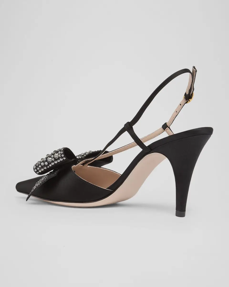 Valentino Garavani 85mm Bowow Embellished Satin Slingback Pumps | Thumbnail 10 Valentino Garavani 85mm Bowow Embellished Satin Slingback Pumps | Thumbnail 10