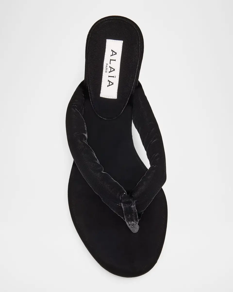 Alaïa Velvet Kitten-Heel Thong Sandals | Thumbnail 12