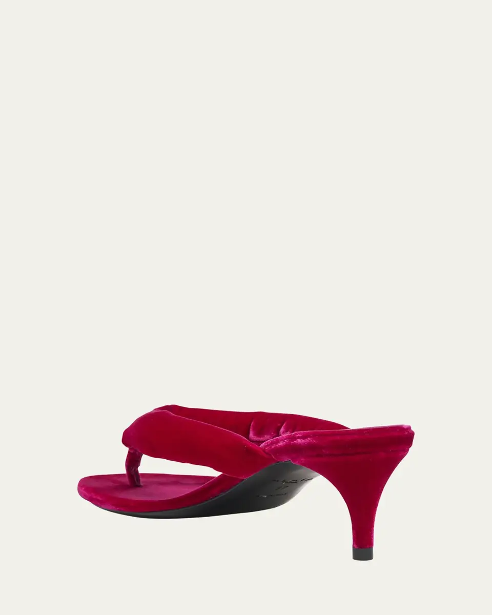 Alaïa Velvet Kitten-Heel Thong Sandals | Thumbnail 4