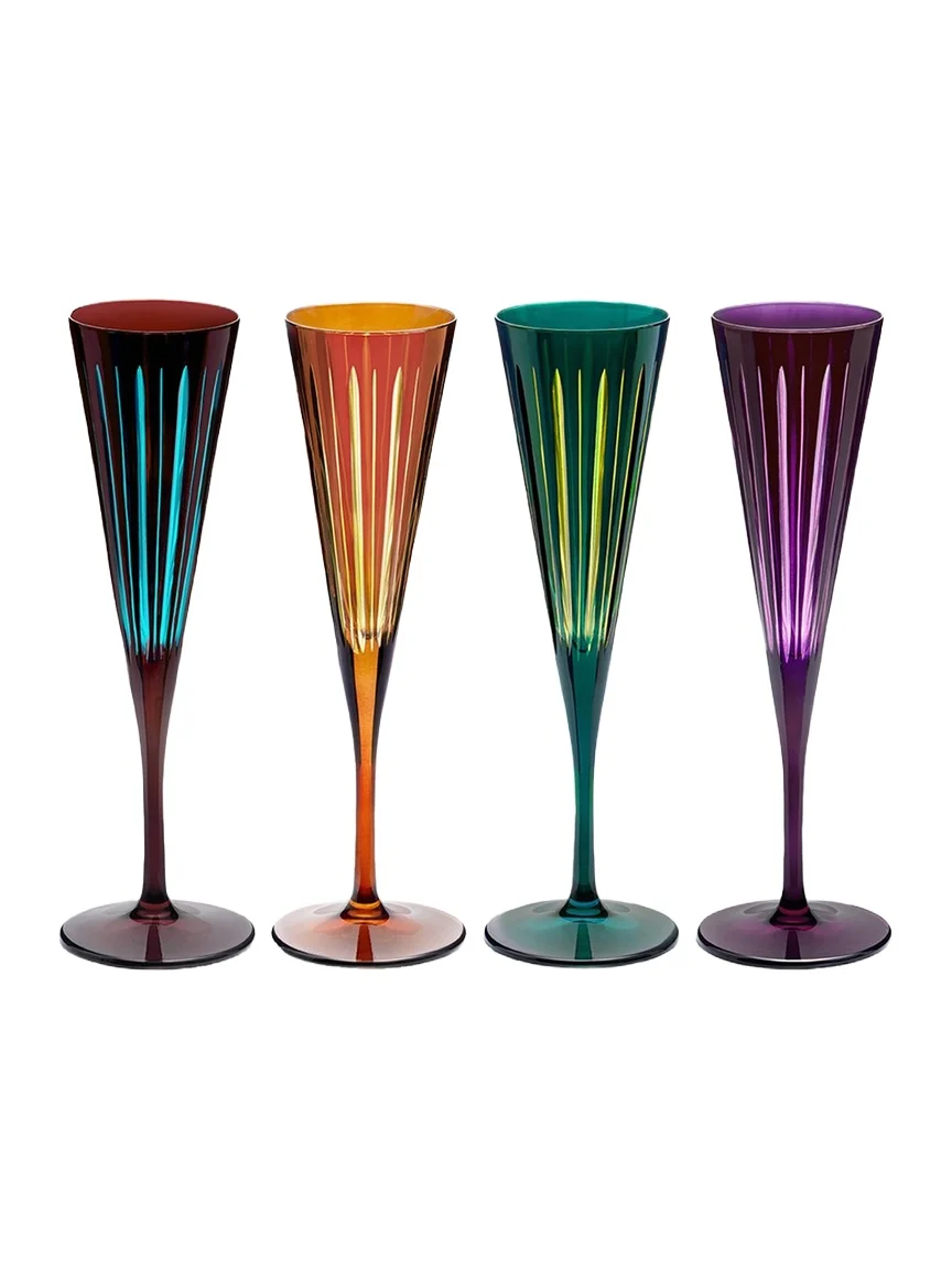 L'Objet Prism 6 oz. Champagne Flutes, Set of 4