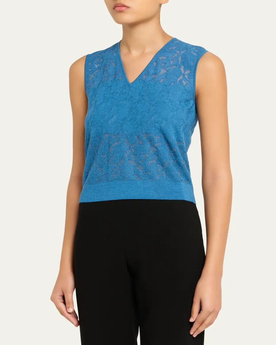 Akris Whitecaps Knit V-Neck Vest | Thumbnail 4 Akris Whitecaps Knit V-Neck Vest | Thumbnail 4