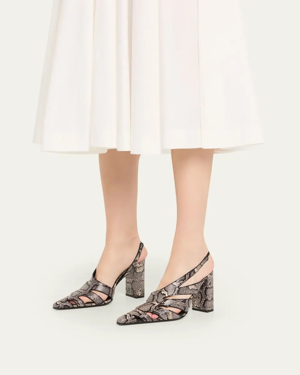 Alaïa Snakeskin Leather Cutout Slingback Pumps | Thumbnail 4 Alaïa Snakeskin Leather Cutout Slingback Pumps | Thumbnail 4