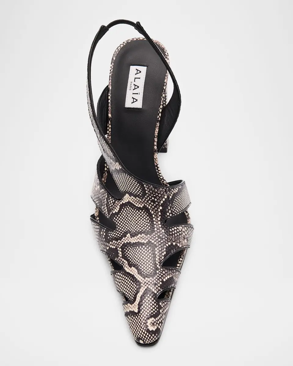 Alaïa Snakeskin Leather Cutout Slingback Pumps | Thumbnail 10 Alaïa Snakeskin Leather Cutout Slingback Pumps | Thumbnail 10