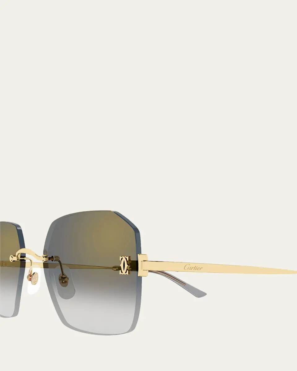 Cartier Classic Décor C Square Rimless Metal Sunglasses | Thumbnail 3