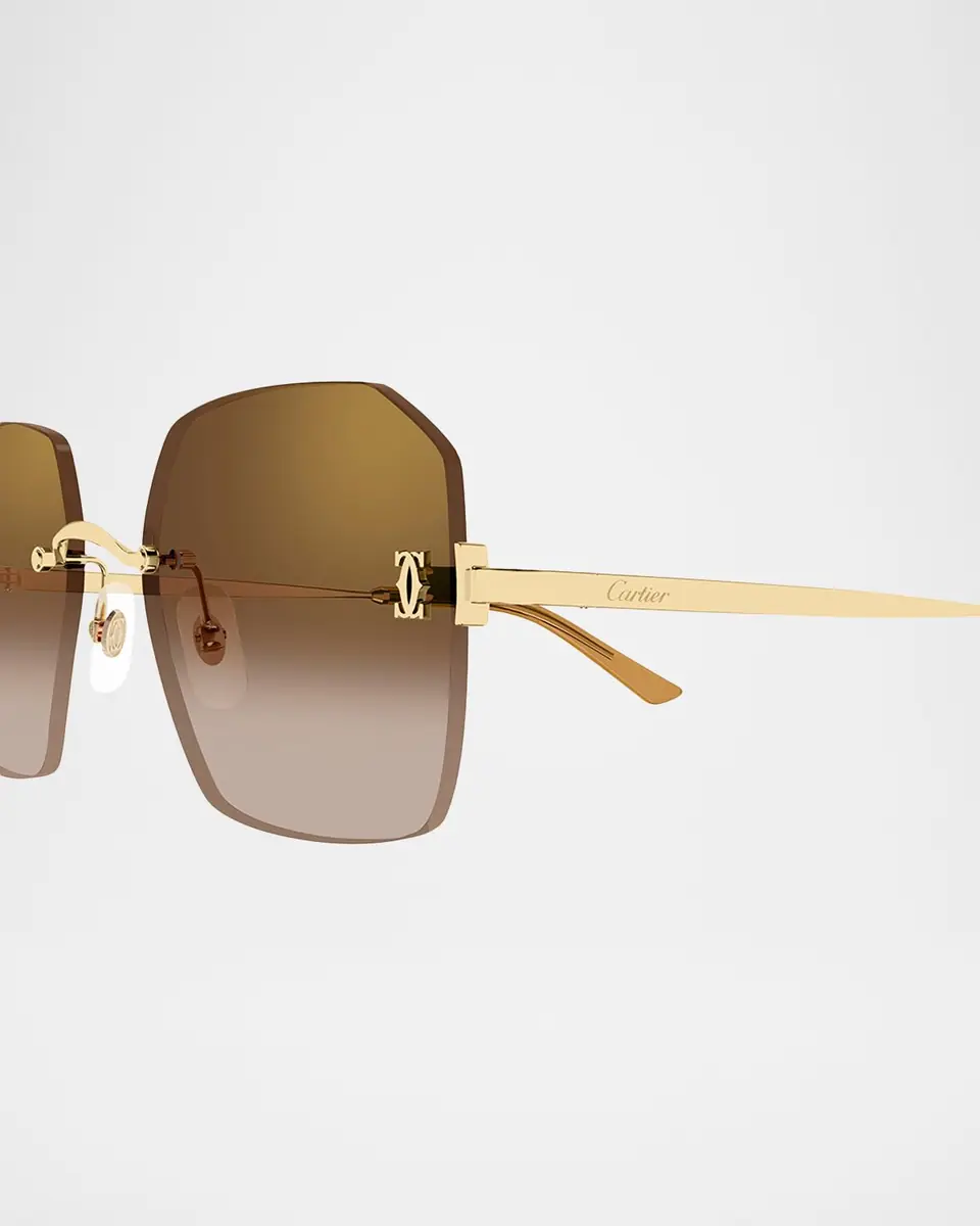 Cartier C de Rectangular Metal Sunglasses | Thumbnail 2 Cartier C de Rectangular Metal Sunglasses | Thumbnail 2