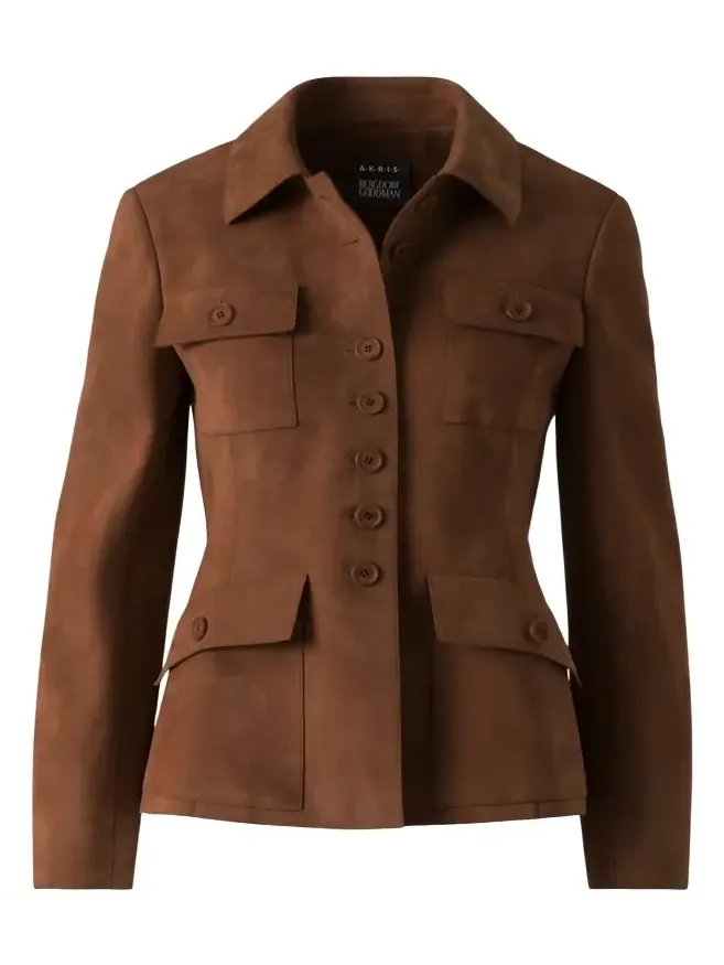 Delia Suede Single-Breasted Utility Jacket Delia Suede Single-Breasted Utility Jacket