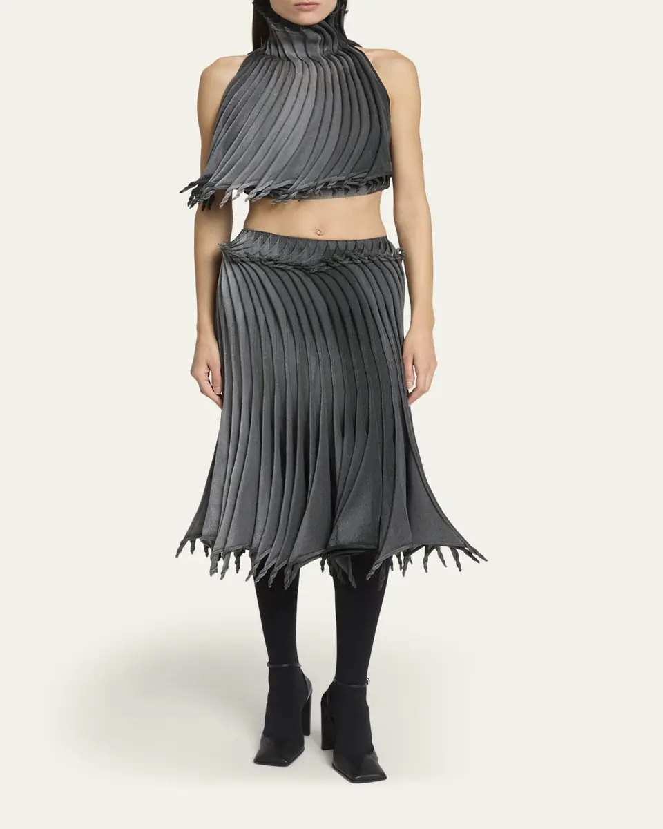 Alaïa Sculptural Pleated Crop Halter Top | Thumbnail 2 Alaïa Sculptural Pleated Crop Halter Top | Thumbnail 2