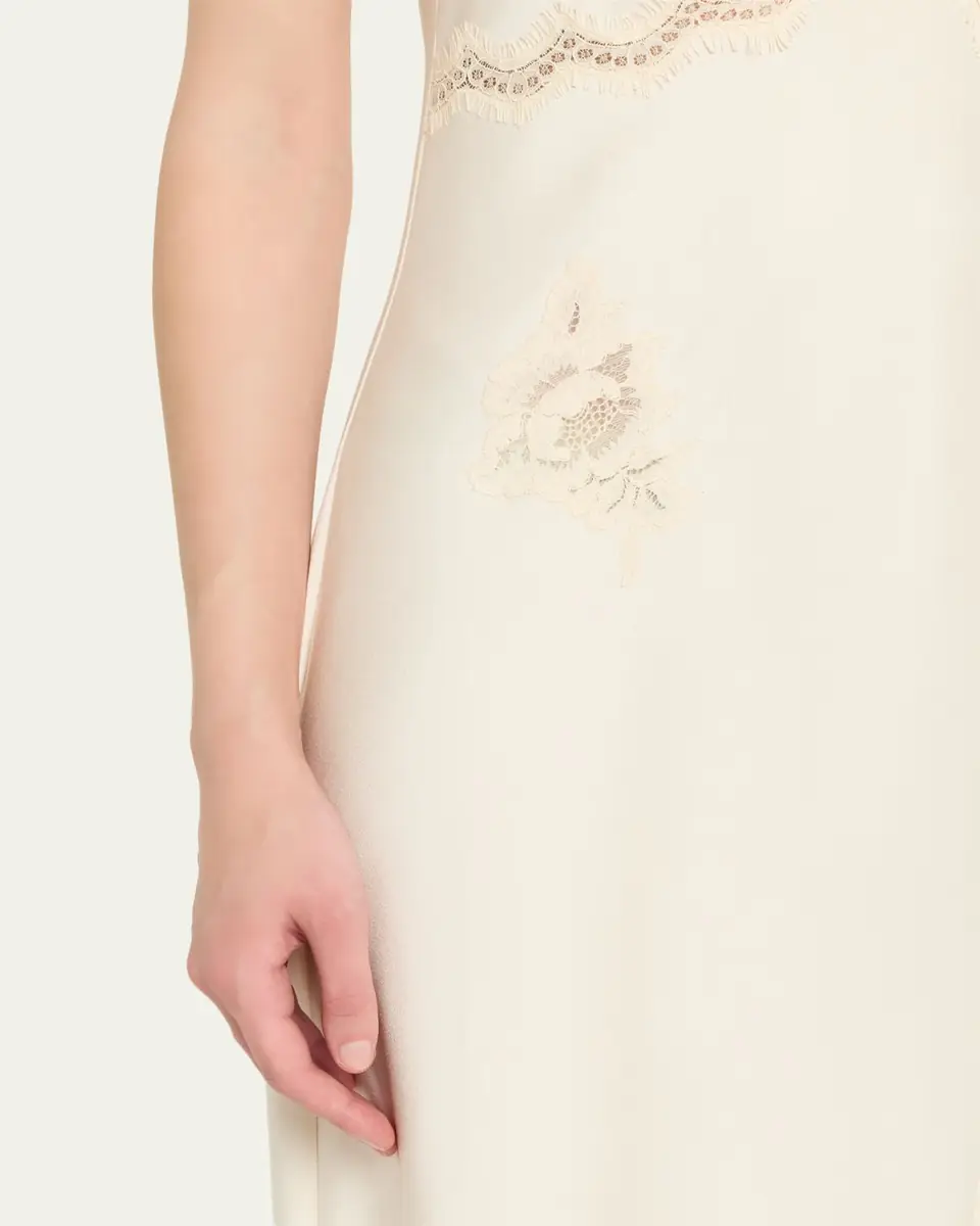 LoveShackFancy Sorone Satin Lace Maxi Slip Dress | Thumbnail 2 LoveShackFancy Sorone Satin Lace Maxi Slip Dress | Thumbnail 2