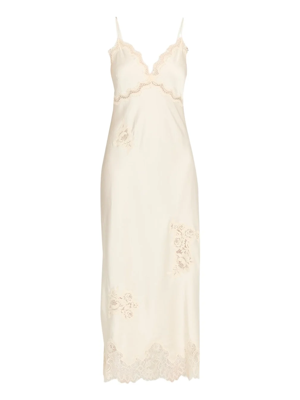Sorone Satin Lace Maxi Slip Dress