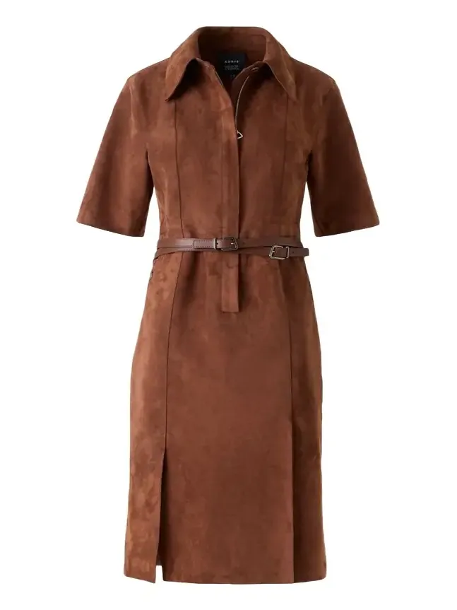Suede Belted Midi Shirtdress Suede Belted Midi Shirtdress