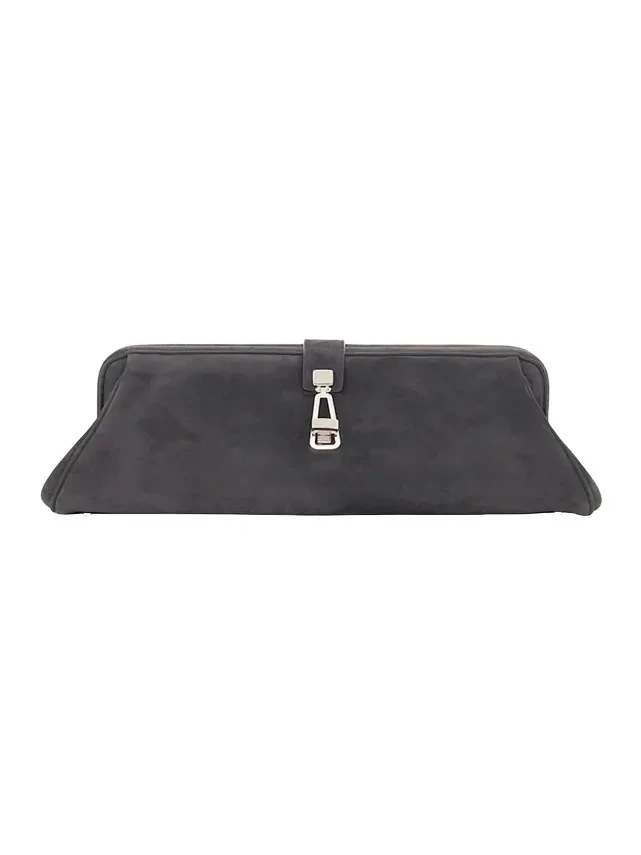 Baguette Suede Clutch Bag