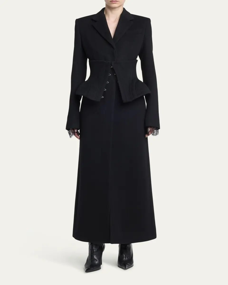 Alexander McQueen Long Corset Wool-Cashmere Coat | Thumbnail 2