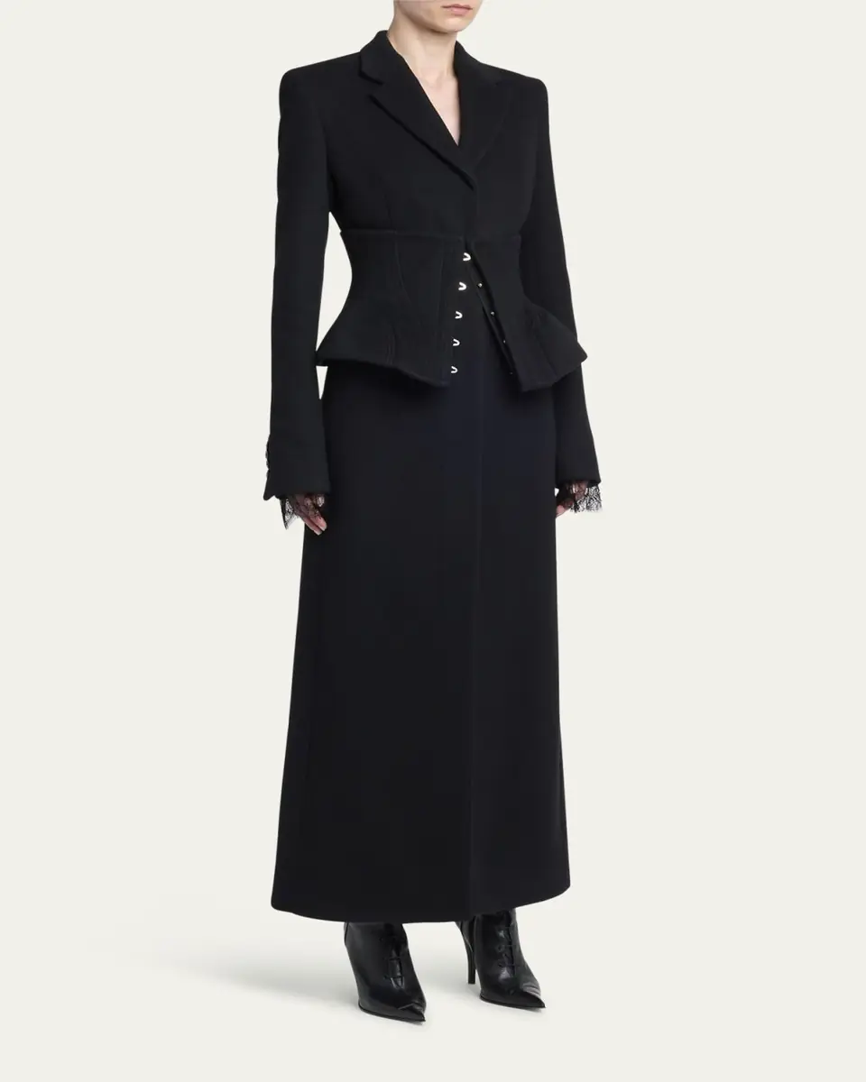 Alexander McQueen Long Corset Wool-Cashmere Coat | Thumbnail 4