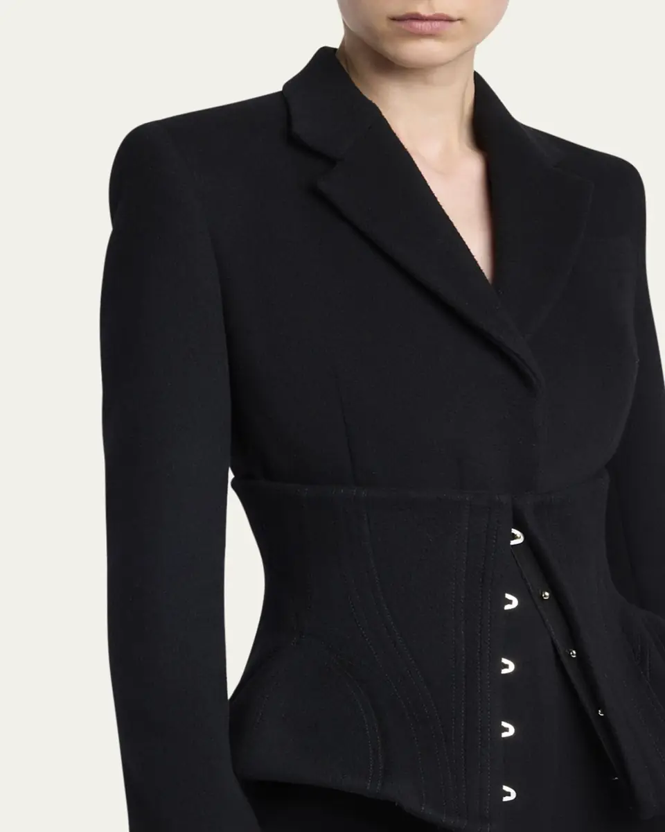 Alexander McQueen Long Corset Wool-Cashmere Coat | Thumbnail 5