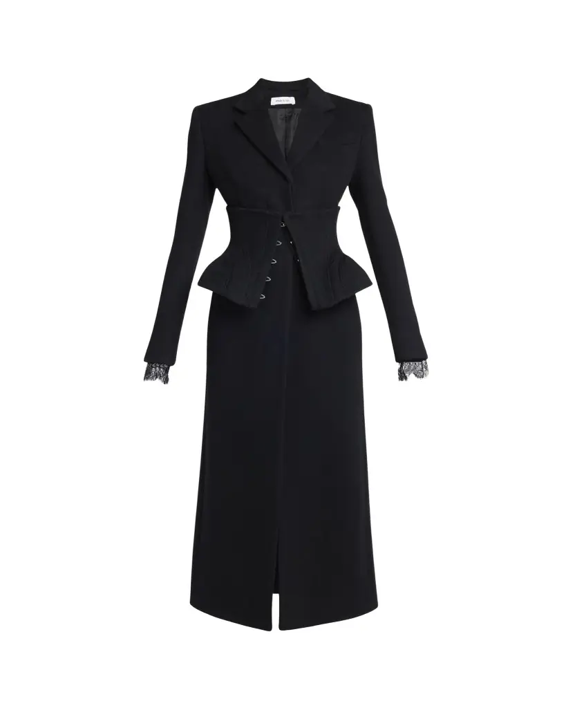 Alexander McQueen Long Corset Wool-Cashmere Coat | Image 1 Alexander McQueen Long Corset Wool-Cashmere Coat | Image 1