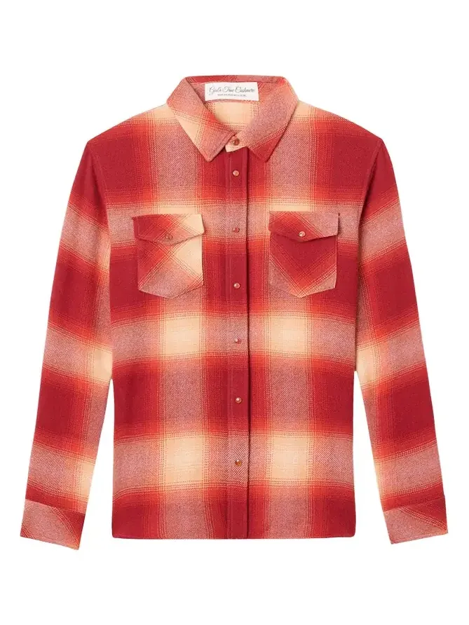 Tomato Shadow Plaid Cashmere Sport Shirt