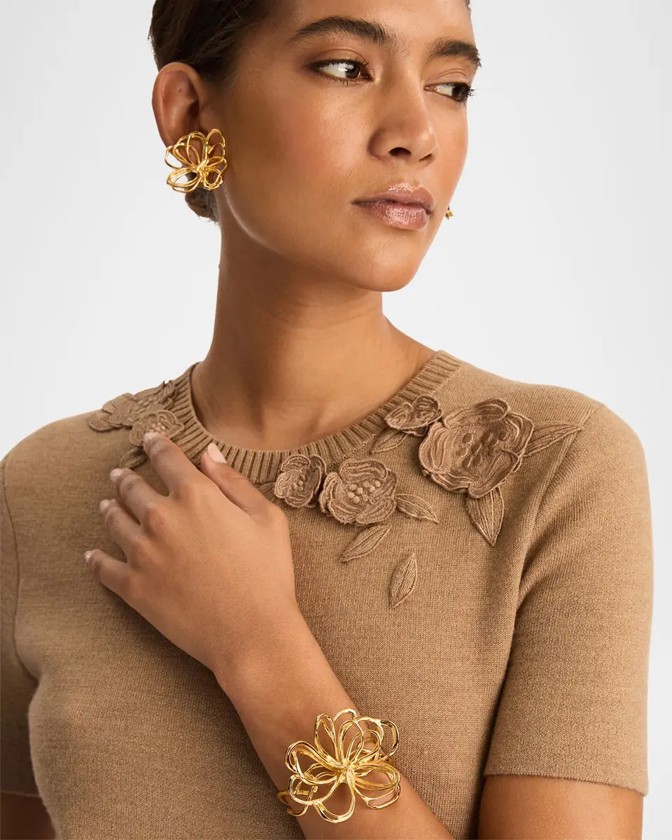 Oscar de la Renta Wire Flower Stud Earrings | Thumbnail 3 Oscar de la Renta Wire Flower Stud Earrings | Thumbnail 3