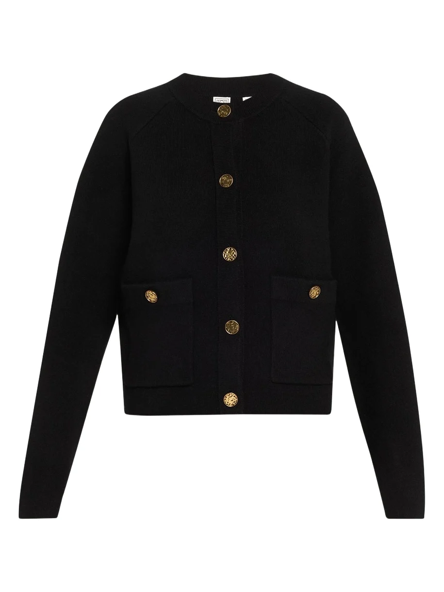 TOTEME Cashmere-Wool Hammered Button Cardigan