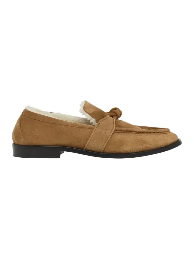 Astaire Suede Shearling-Lined Knot Loafers Astaire Suede Shearling-Lined Knot Loafers