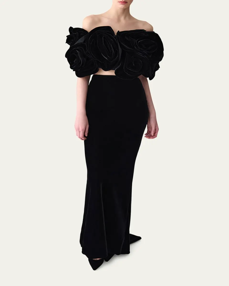 Carolina Herrera Draped Flower Off-The-Shoulder Crop Top | Thumbnail 4 Carolina Herrera Draped Flower Off-The-Shoulder Crop Top | Thumbnail 4