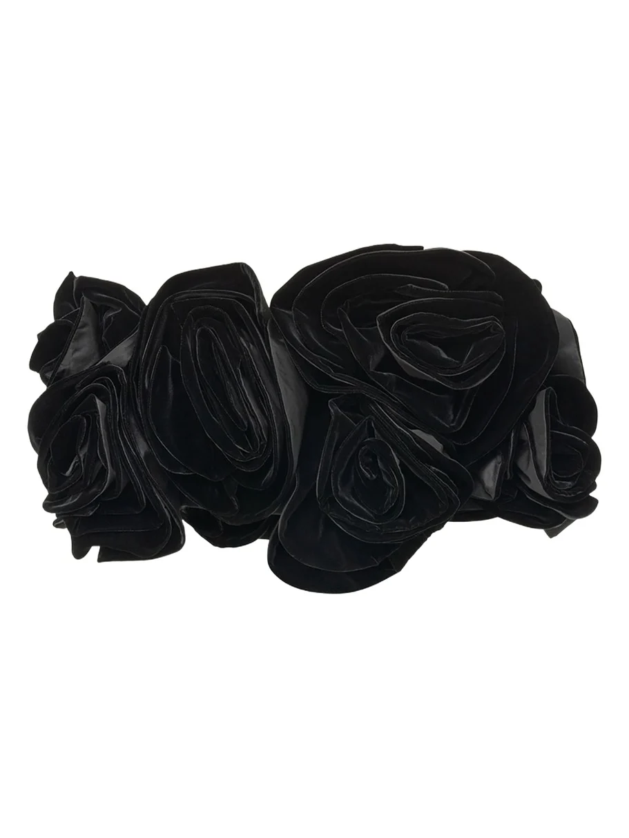 Draped Flower Off-The-Shoulder Crop Top Draped Flower Off-The-Shoulder Crop Top