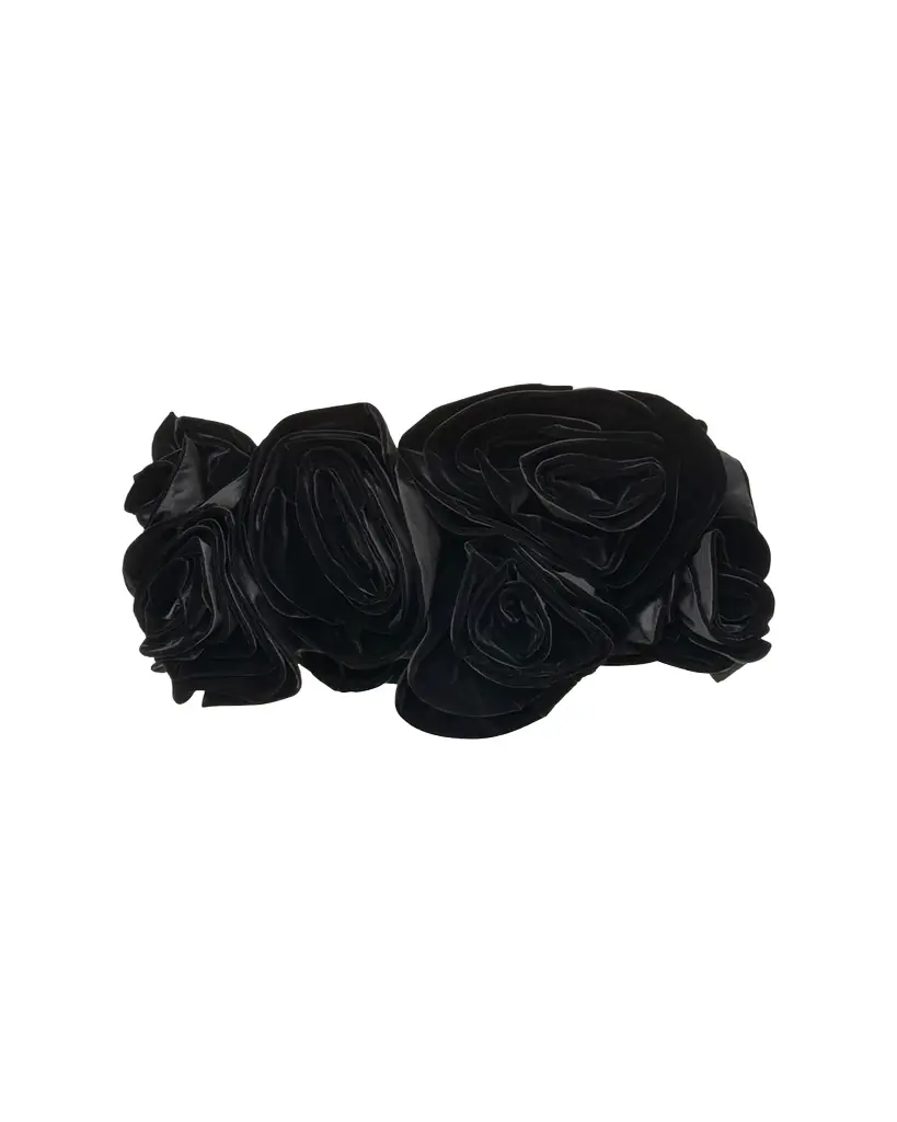 Draped Flower Off-The-Shoulder Crop Top Draped Flower Off-The-Shoulder Crop Top