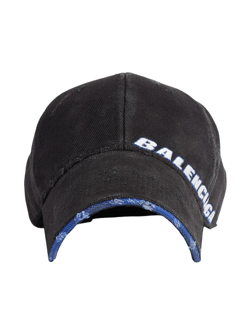 Men's Cotton Drill Distressed Tilted Logo Baseball Cap Men's Cotton Drill Distressed Tilted Logo Baseball Cap
