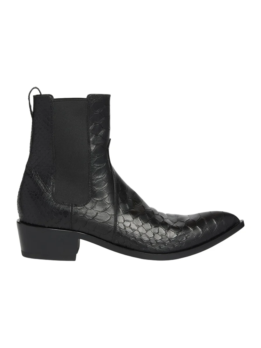 Tom Ford Men's Python-Embossed Leather Boots